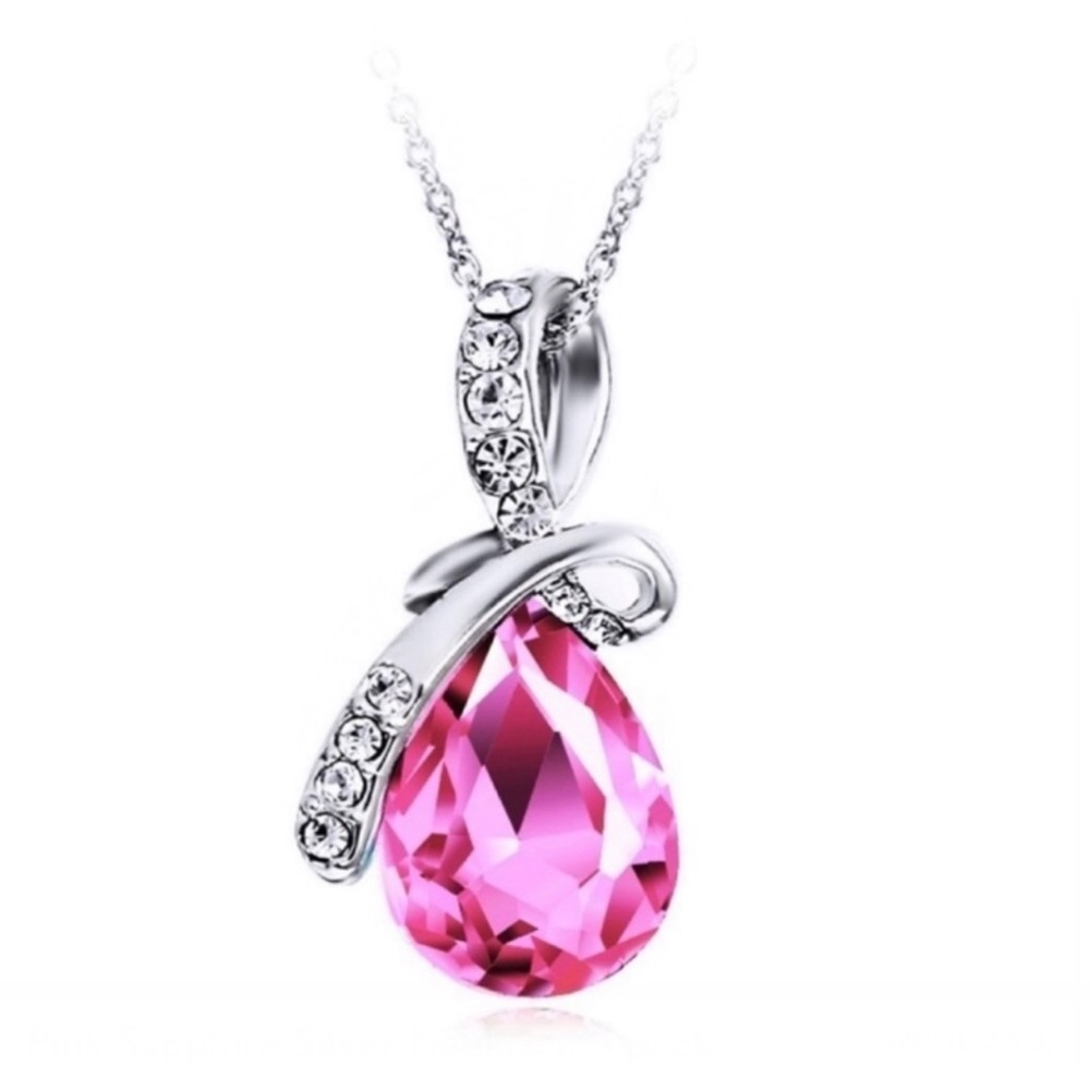 Pink Sapphire Silver Necklace